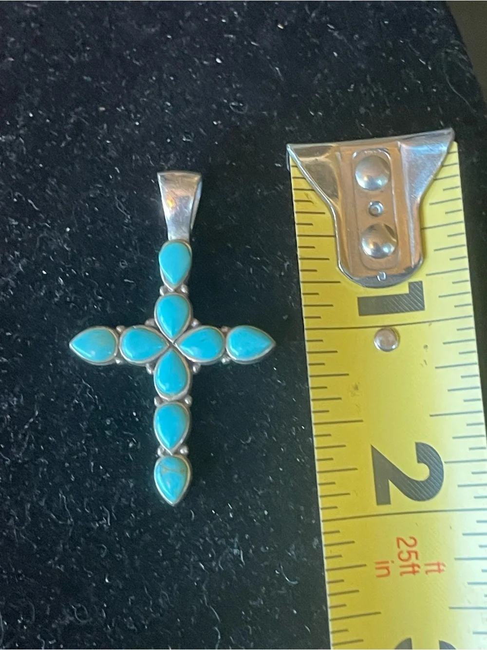 Turquoise Teardrop Cross Pendant – Sterling Silver